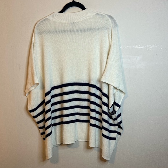 J. Crew Factory Navy and Ivory Striped Poncho - Picture 3 of 9